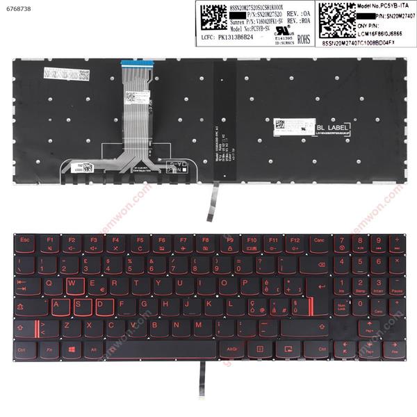 Lenovo Legion Y520 Y520-15IKB  R720 R720-15IKB BLACK(Red Backlit,Red Printing,Win8) IT PC5YB-SV P/N SN20M27520 V160420FK1-SV Laptop Keyboard (OEM-B)
