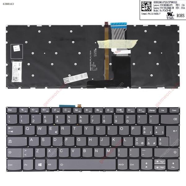 Lenovo IdeaPad 330-14ikb GRAY (Backlit,Without FRAME,For Win8)  IT PC4CB-NE P/N SN20M61672 V161320AK1-NE Laptop Keyboard (OEM-B)