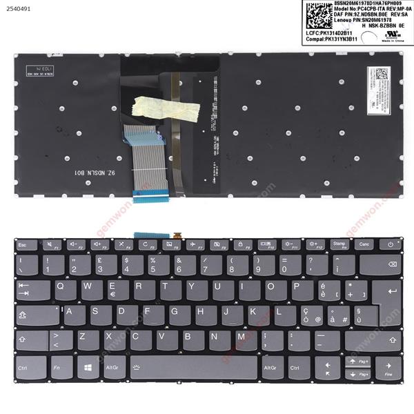LENOVO IdeaPad 320-14ISK 320S-14IKB 320S-14IKBR GRAY (backlit Without FRAME,WIN8)  IT PC4CPB-ITA P/N 9Z.NDSBN.B0E SN20M61978 Laptop Keyboard (OEM-B)