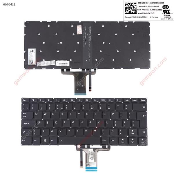lenovo Ideapad 310S-14 310S-14ISK 510S-14IKB 710S-14 BLACK win8(Backlit,Without FRAME) UK LCM15J5 P/N SN20K82138 LCM15J56BGJ6862 Laptop Keyboard (OEM-B)