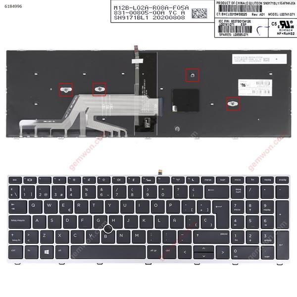 HP Probook  450 G5 455 G5 470 G5 SILVER FRAME BLACK,( With Point stick , Backlit )  SP L00741.071 P/N 6037B0134126 Laptop Keyboard (Original)