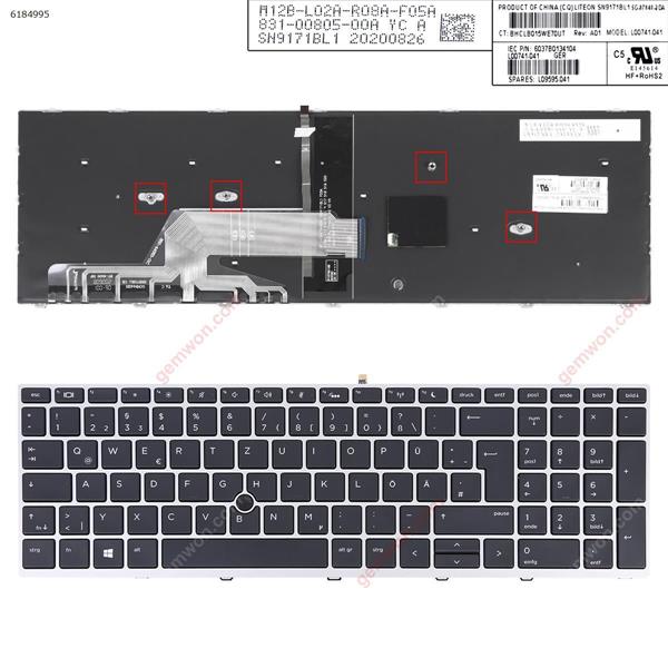 HP Probook 650 G4 650 G5 SILVER FRAME BLACK,( With Point stick , Backlit )  GR L00741-041 P/N 6037B0134104 Laptop Keyboard (Original)