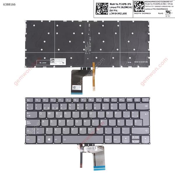 LENOVO V720-14 V720-14IKB V720-14-ISE 7000-13 GRAY  Backlit Win8 SP PC4SPB-US P/N KT01-18A5AS01USRA000 SN20R55324 Laptop Keyboard (OEM-B)