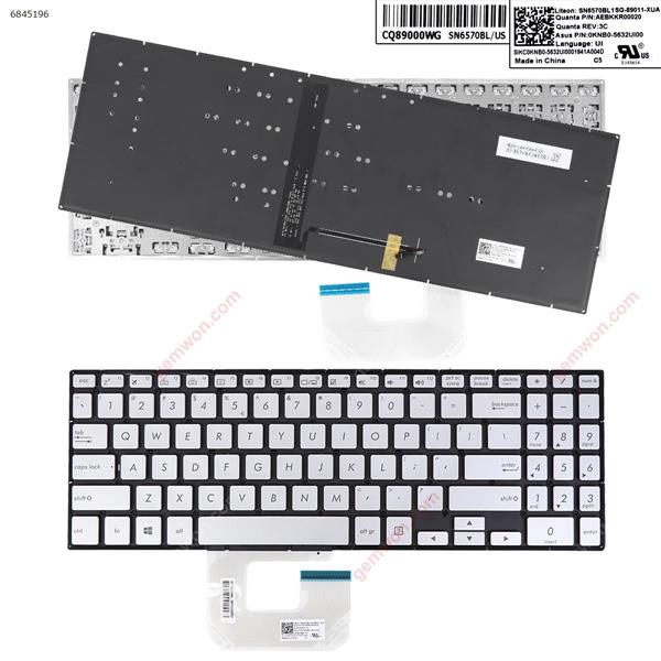 ASUS ZenBook UX561U UX561UA  SILVER（Backlit Win8） US AEBKKR00020 0KNB0-5632UI00 Laptop Keyboard (Original)