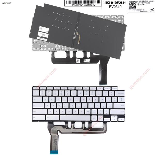 Asus Chromebook Flip C436F C436FA ASM19F23USJ528  SILVER（Backlit Win8 ) US 0KN1-AQ1US12 Laptop Keyboard (Original)