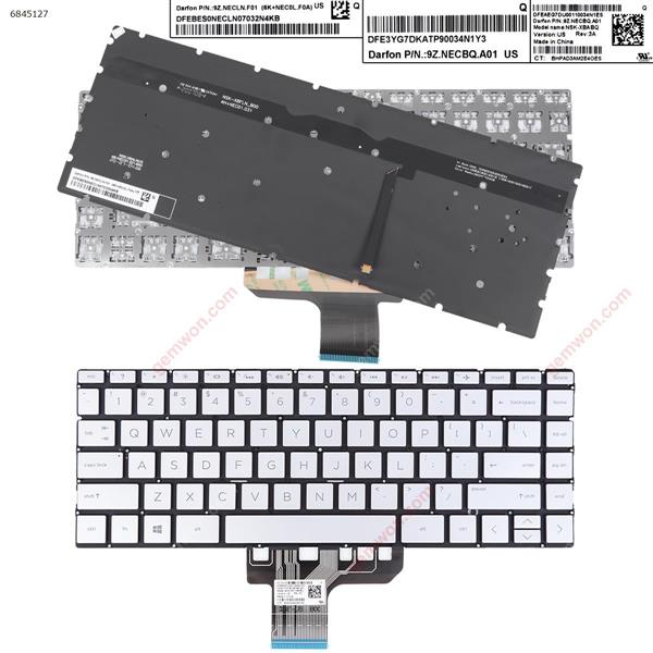 HP Envy 13-AQ 13-AG 13-AR 13-AP SILVER（(Backlit ,  Win8 ) US NSK-XBABQ P/N 9Z.NECBQ.A01 Laptop Keyboard (Original)