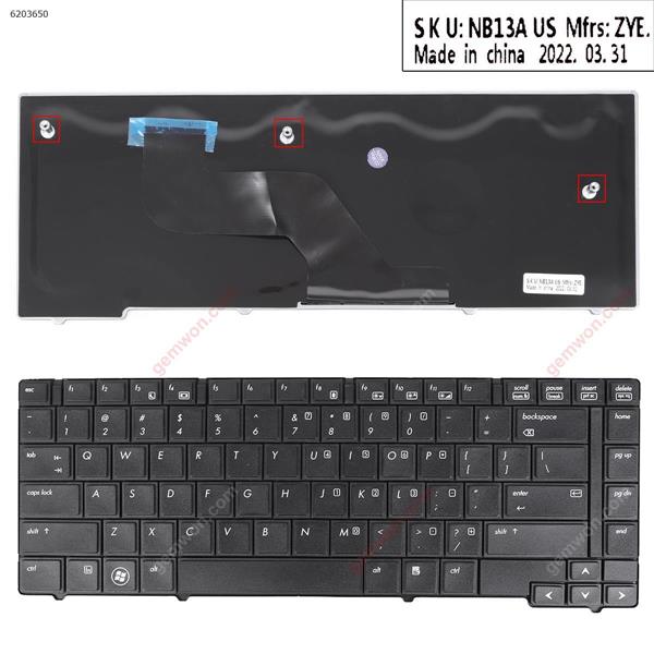 HP EliteBook 8440P 8440W BLACK(WithOut Point stick) OEM US PK1307E1A00 Laptop Keyboard (OEM-B)