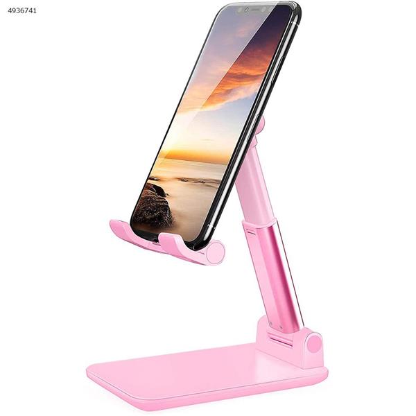 Phone Stand for Desk, Foldable Portable Adjustable Tablet Cell Phone Holder Charging Dock Cellphone Holder Office, Sturdy Mobile Stand Hand Metal Desktop iPhone Stand (Pink) Mobile Phone Mounts & Stands T9-2