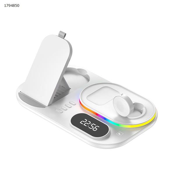 Wireless Charging Station, 4 in 1 Wireless Charger Stand Dock Compatible for Apple Phone and iWatch and AirPods, Multi-function Wireless Charger with 15W RGB multi-color light for iPhone 13/ 13Pro/ 12/ 12Pro/ 11/X/XR/XS/ 8 (white) Mobile Phone Mounts & Stands A06