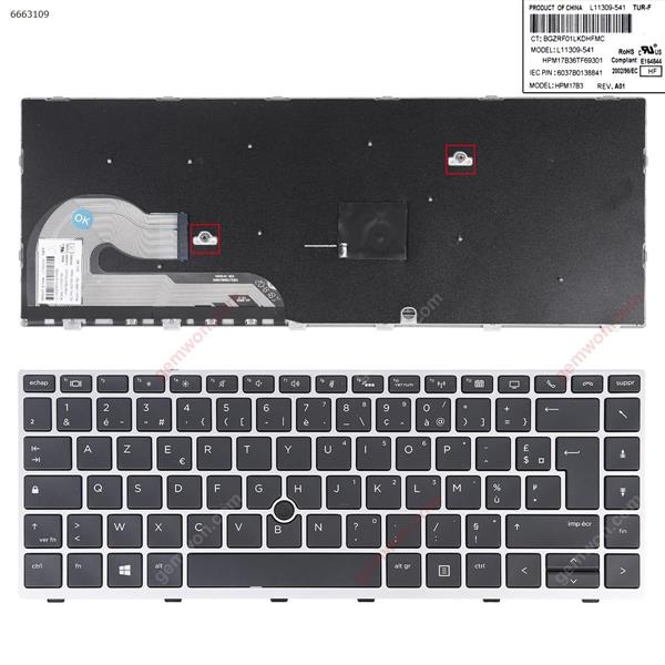 HP EliteBook 840 G5 846 G5 840 G6 SILVER FRAME BLACK （With Point Stick,Win8）OEM FR L11309-541 HPM17B3 P/N 6037B0138841 Laptop Keyboard (OEM-A)