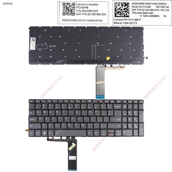  Lenovo Yoga C740-15IML C740-15 S740-15IRH GRAY （Backlit Win8） US PC4SB P/N 9Z.NDUBN.B1N  SN20M61485 Laptop Keyboard (Original)