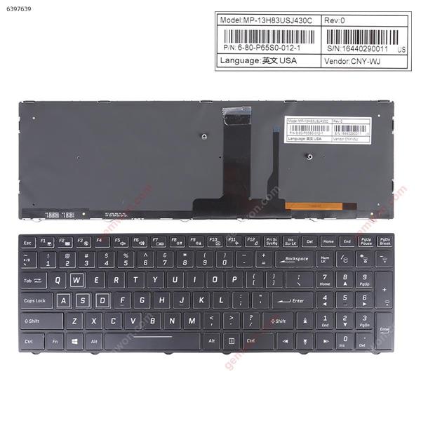CLEVO n850hp6 n870hp6 n855hj1 n857hj1 n870hj1 BLACK（ Full Colorful Backlit Win8） US MP-13H83USJ430C P/N 6-80-P65S0-012-1 Laptop Keyboard (Original) 