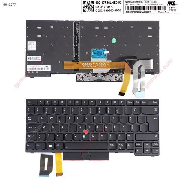 IBM Lenovo E480 L480 T480S  Black (Backlit,With Point stick,Win8 )OEM PO CMFBL-85E0 P/N SN20P33120 Laptop Keyboard ()