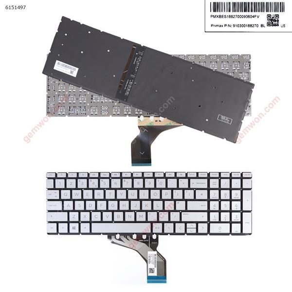 HP Pavilion 15-DA 250 255 G7 Gen7 SILVER (With Backlit Board ，Small Enter WIN8) UK 910300197820 Laptop Keyboard (OEM-B)