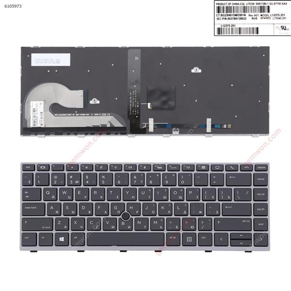 HP EliteBook 840 G5 GARY FRAME BLACK (with point, Backlit, Win8)  RU N/A Laptop Keyboard (Original)