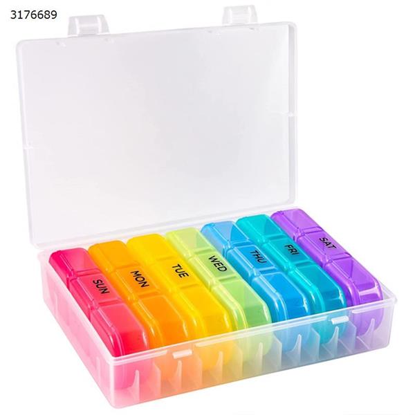 21 grids a week rainbow medicine box elderly portable travel PP three times a day moisture-proof medicine box Other ZS-2330