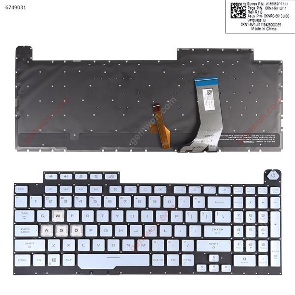 ASUS ROG STRIX SCAR III G731 GU G731GT SILVER-BLUE （Full Colorful Backlit,WIN8)  US V185062FS1-UI P/N 0KN1-9V1UI11 0KNR0-661SUI00 Laptop Keyboard (Original)