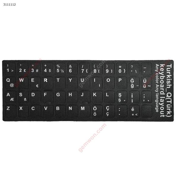 TR Keyboard Sticker,Black with White letter. Change keyboard language layout by stick lables on keyboard keys. Sticker TR