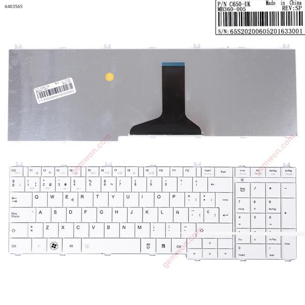 TOSHIBA Satellite C650 C660 L650 L670 L675 L675D WHITE(OEM) SP 9Z.N4WSC.10S Laptop Keyboard (OEM-B)