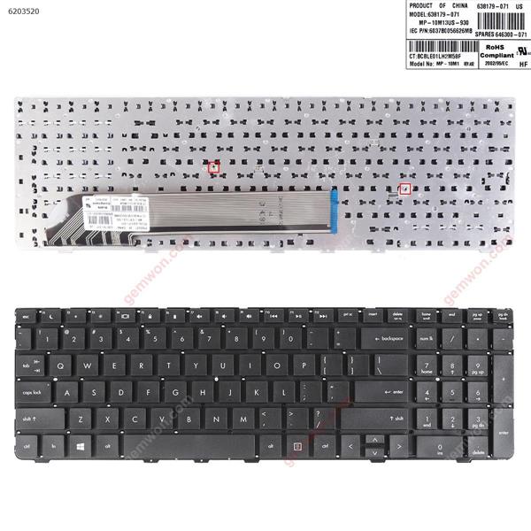 HP Probook 4535S 4530S 4730S BLACK（Without FRAME，Without Foil,WIN8） US 638179-031 P/N 603780056626MB Laptop Keyboard (OEM-B)