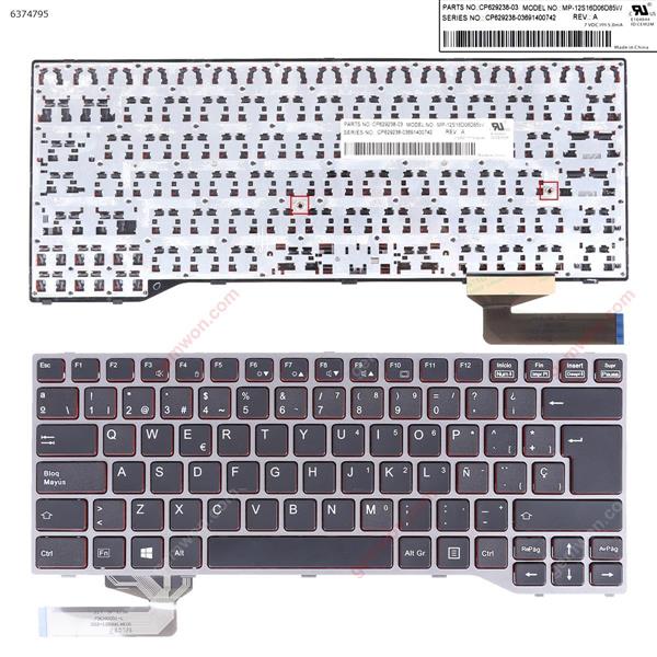 Fujitsu Lifebook E743 E744 E733 E734 GRAY FRAME BLACK (Red side， Win8) SP MP-12S16D06D85W P/N CP629238-03 Laptop Keyboard (Original)