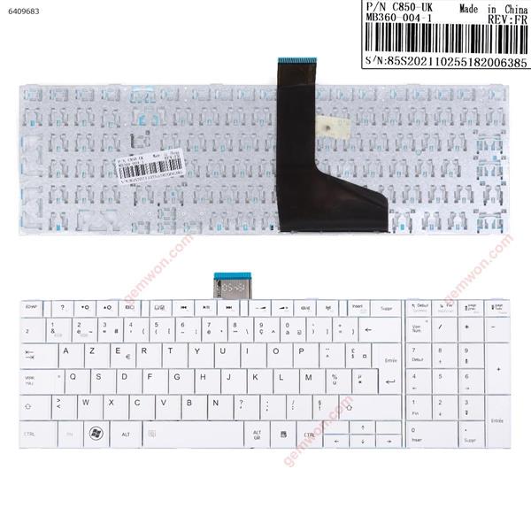 TOSHIBA C850 WHITE (without foil) FR N/A Laptop Keyboard (OEM-B)