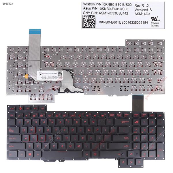 ASUS G751J G751JL G751JM G751JT G751JY BLACK(Without FRAME,Red Printing) WIN8 US ASM14C33USJ442 Laptop Keyboard (A+)