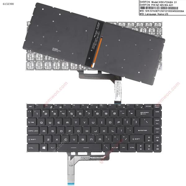 MSI GS65 GS65 Stealth GS65VR MS-16Q2 BLACK(Backlit,Without FRAME) WIN8 US 9Z.NEVBN.A01  NSK-FDABN Laptop Keyboard (OEM-B)