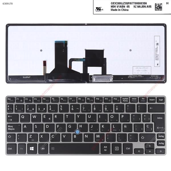 TOSHIBA Z30 GRAY FRAME BLACK(Backlit,For Win8,With Point stick,Long Cable) SP NSK-VIABN 0S 9Z.NAJBN.A0S Laptop Keyboard (OEM-A)