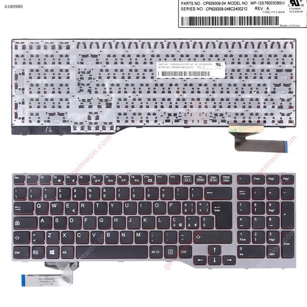 Fujitsu Lifebook E753 E754 E557 E756 SILVER FRAME BLACK (Win8)  IT MP-12S76003D85W P/N CP629309-04 Laptop Keyboard (Original)