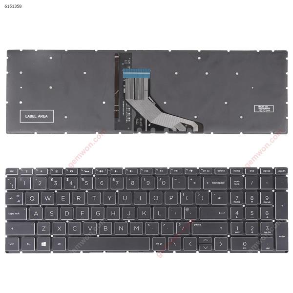 HP Pavilion 15-DA 250 255 G7 Gen7 BLACK (With Backlit Board ，Small Enter ,Transparent Side WIN8) UK N/A Laptop Keyboard ()