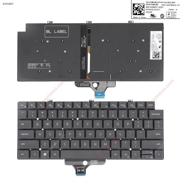 Dell Latitude Laptop 13-7300 7320 E7320 5320 BLACK (Without FRAME,With Backlit) US 0KN4-0L3US13 P/N 0GMXMJ NSK-QW1BW/U Laptop Keyboard (Original)