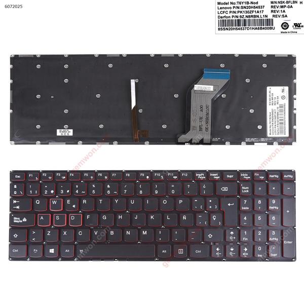 Lenovo  saviour  15   Y700-15isk   BLACK (Red side,Backlit,WIN8,without FRAME)  SP SN20H54485  PK130ZF1A00  9Z.N8RBN.L0S  NSK-BFLBN Laptop Keyboard (OEM-A)