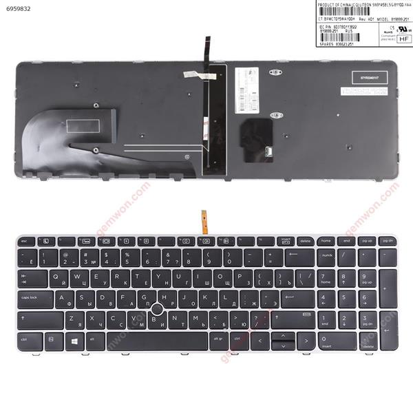 HP EliteBook 755 G3 850 G3 850 G4 ZBook 15u G3 G4 SILVER FRAME BLACK (with point,Backlit,Small Enter,Win8) RU 819899-251 P/N 6037B0113822 Laptop Keyboard (Original)