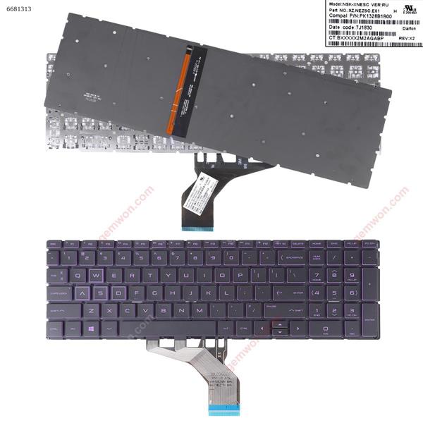 HP Pavilion 15-DA 250 255 G7 Gen7 BLACK (With Backlit Board ，Small Enter，Purple Side WIN8) US NSK-XNESC.E01 P/N PK1328B1B00 Laptop Keyboard (OEM-A)