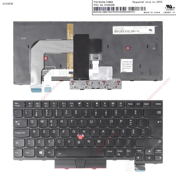 IBM ThinkPad T470 T480 BLACK FRAME BLACK ( Backlit,with point stick ,For Win8) OEM PO SN20L72849 Laptop Keyboard ()