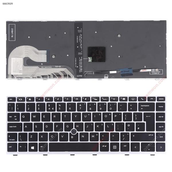 HP EliteBook 840 G5 846 G5 840 G6 SILVER FRAME BLACK （Backlit ，With Point Stick,Win8）OEM UK P/N 2B-AB631600 Laptop Keyboard (OEM-A)