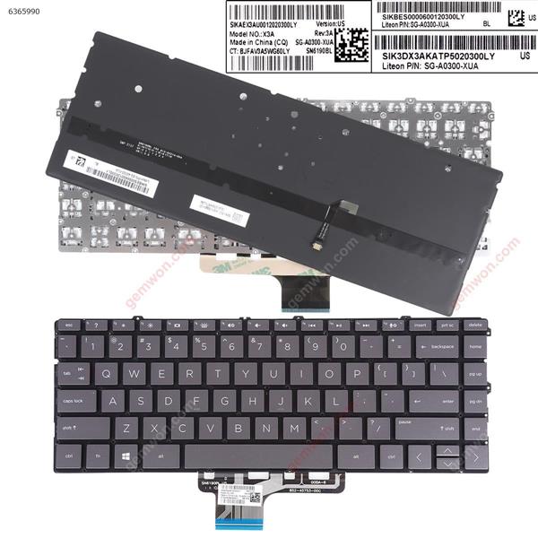HP 13-aw0150tu 13-aw0160tu 13-aw0170tu GRAY（Backlit,Without FRAME） US X3A P/NSG-A0300-XUX Laptop Keyboard (Original)