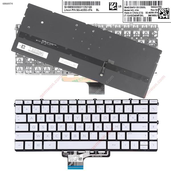 HP 13-aw0150tu 13-aw0160tu 13-aw0170tu SILVER （Backlit,Without FRAME） FR X3A P/N SG-A0350-XFA Laptop Keyboard (Original)