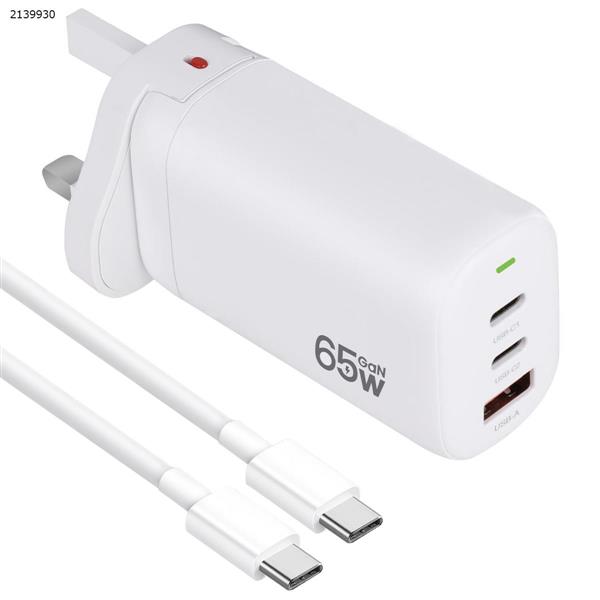 65W 2C1A GaN UK charger +1m 100W c to c type-c data cable PD fast charging mobile phone charger set mobile phone tablet notebook Charger & Data Cable N/A