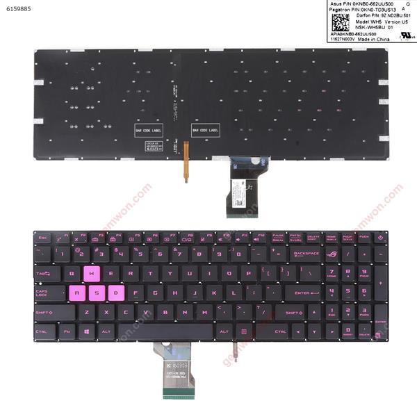 Asus GL502VM GL502VS GL502VT GL502VY GL702VS GL702V BLACK(Red Backlit,pink Printing) WIN8  US WH5 NSK-WH5BU 01 P/N 0KNB0-662UUS00 0KN0-TD3US13 9Z.ND2BU.601 Laptop Keyboard (OEM-A)