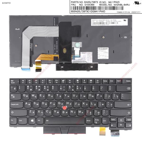 IBM ThinkPad T470 T480 BLACK FRAME BLACK ( Backlit,with point stick ,For Win8) OEM RU WIDNBL-84RU P/N SN20L72673 Laptop Keyboard ()