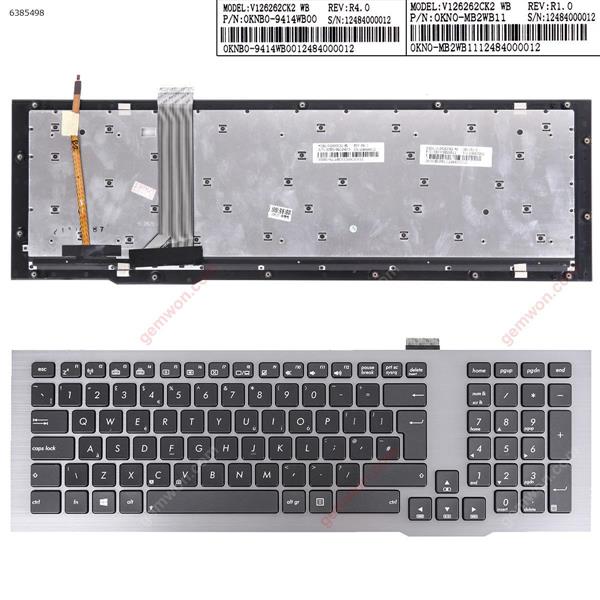 Asus G75V G75VX G75VW G75VW-BBK5 V126262BK1 GRAY FRAME BLACK（Backlit） UK V126262CK2  P/N 0KNB0-9414WB00 0KN0-MB2WB11 Laptop Keyboard (Original)