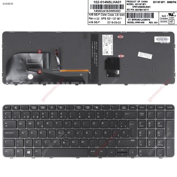 HP EliteBook 755 G3 850 G3 850 G4 ZBook 15u G3 G4 GRAY FRAME BLACK (with point,Backlit,Win8) SP BFRBN015WAN041 603780116526 Laptop Keyboard (A+)