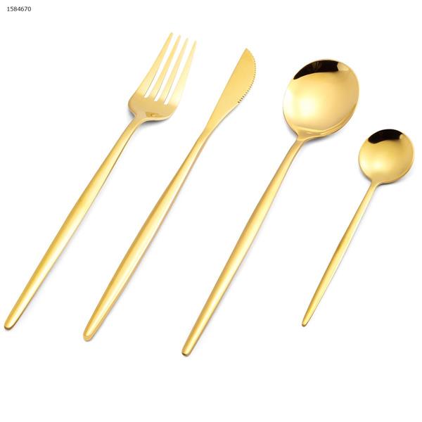 Four-piece stainless steel knife, fork and spoon gold Tool and tool accessories gold