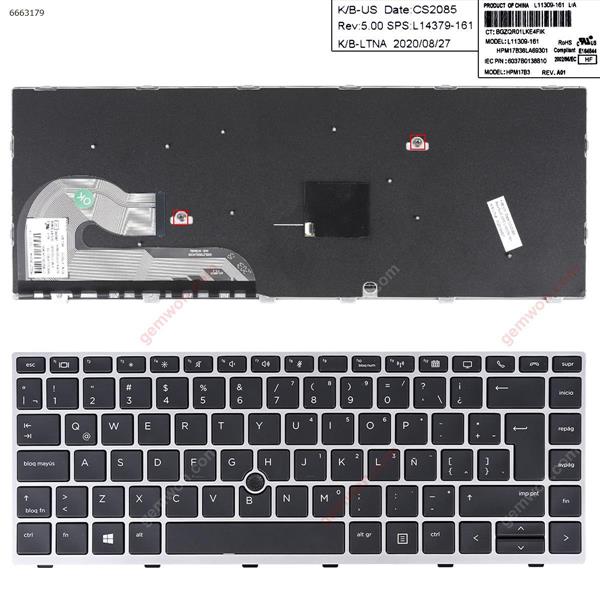 HP EliteBook 840 G5 846 G5 840 G6 SILVER FRAME BLACK （With Point Stick,Win8）OEM LA L11309-161 HPM17B3 6037B0138810 Laptop Keyboard (OEM-A)