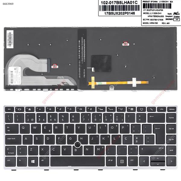 HP EliteBook 840 G5 846 G5 840 G6 SILVER FRAME BLACK （Backlit ，With Point Stick,Win8）OEM PO L11308-DH1 HPM17B5 P/N 6037B0137836 Laptop Keyboard (OEM-A)