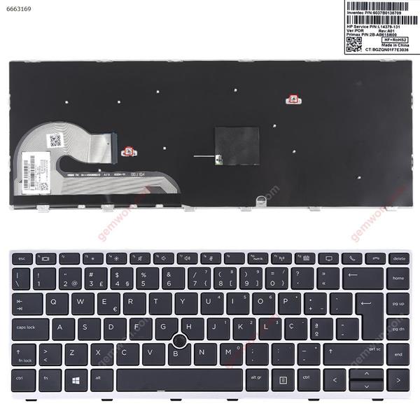 HP EliteBook 840 G5 846 G5 840 G6 SILVER FRAME BLACK （With Point Stick,Win8）OEM PO 6037B0138709 L14379-131 2B-AB615I600 Laptop Keyboard (OEM-A)