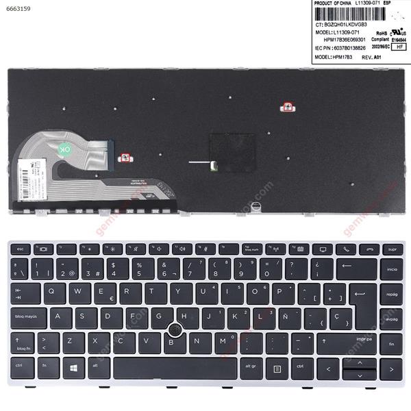 HP EliteBook 840 G5 846 G5 840 G6 SILVER FRAME BLACK （With Point Stick,Win8） SP N/A Laptop Keyboard (Original)