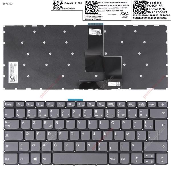 LENOVO IdeaPad 320-14ISK 320S-14IKB 320S-14IKBR GRAY (Without FRAME,WIN8) FR PC4CP-FR P/N SN20R55321 Laptop Keyboard (OEM-B)